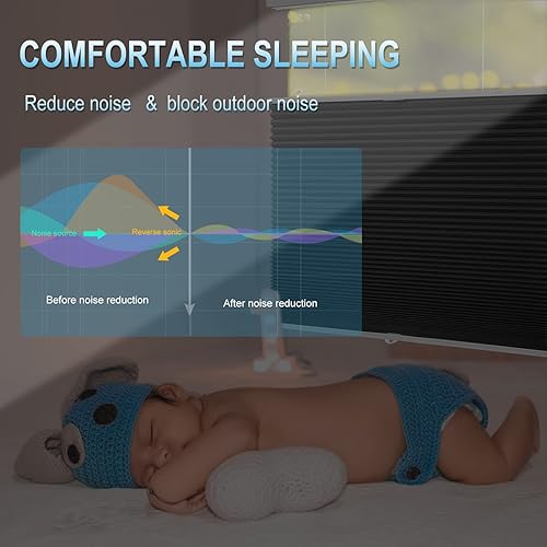 Miniatura 3 de Blinhdome Persianas opacas de arriba abajo, persianas celulares inalámbricas para ventanas para oscurecer la habitación, diámetro de panales de 1.5