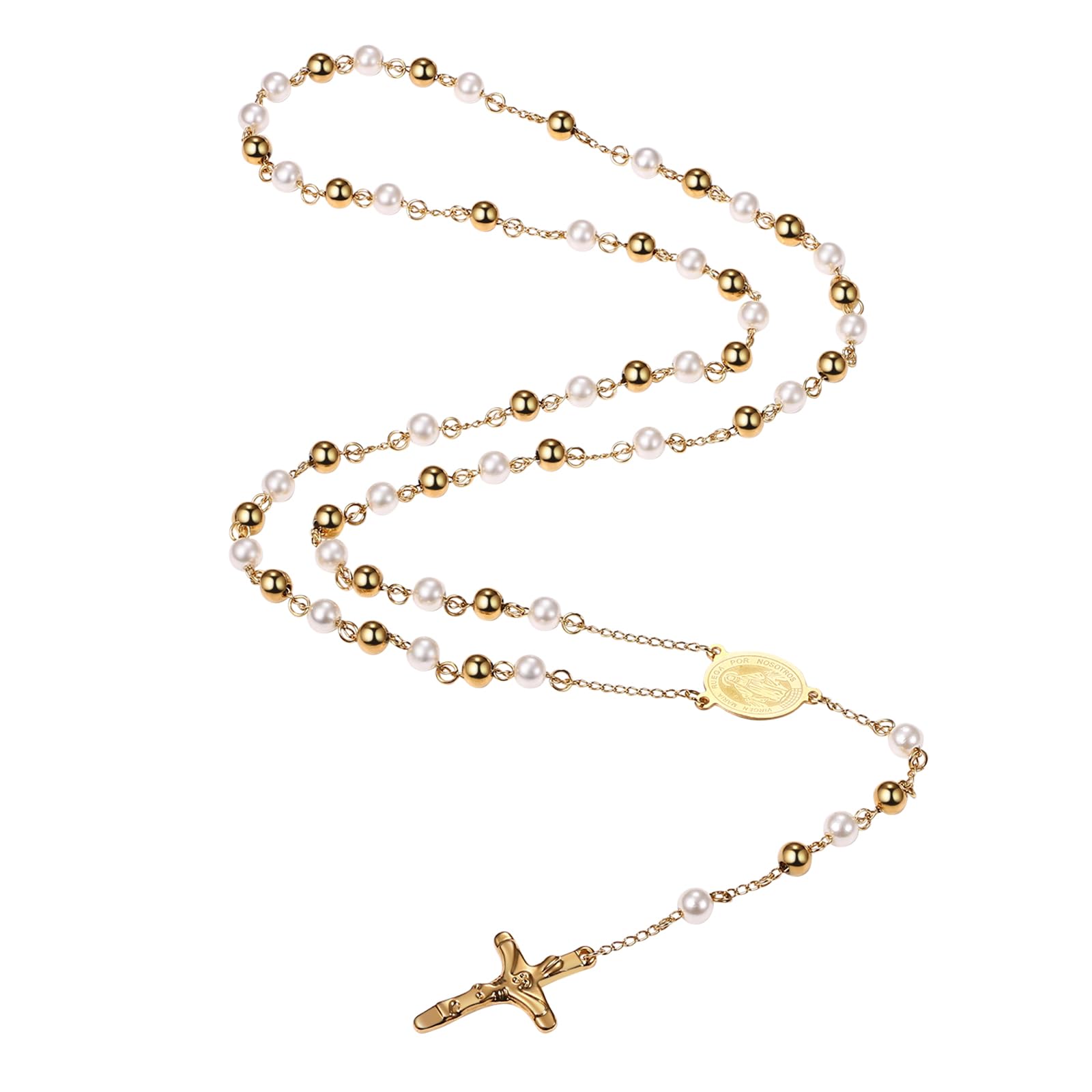 Rozenkrans Tientje Heilige Maagd Maria Bruine Kralen & Kruis van Jezus | De Winkel van Lourdes