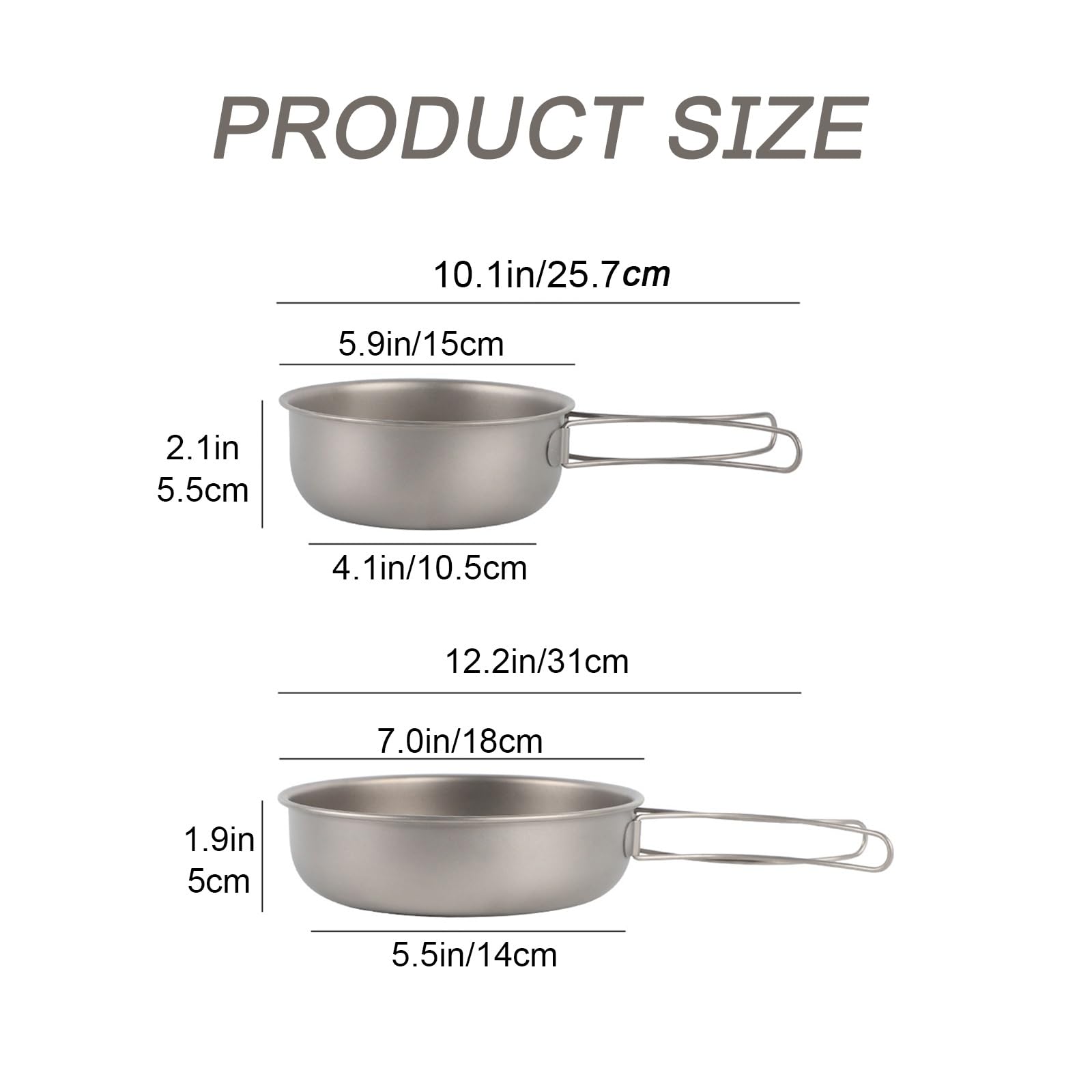 GAUDIO Gavetta Scout, Casseruola in Titanio, Pentole Campeggio, Accessori Campeggio Portatile con Manico Pieghevole da Viaggio, Kit di Cucina (Size : 12.2in/31cm)