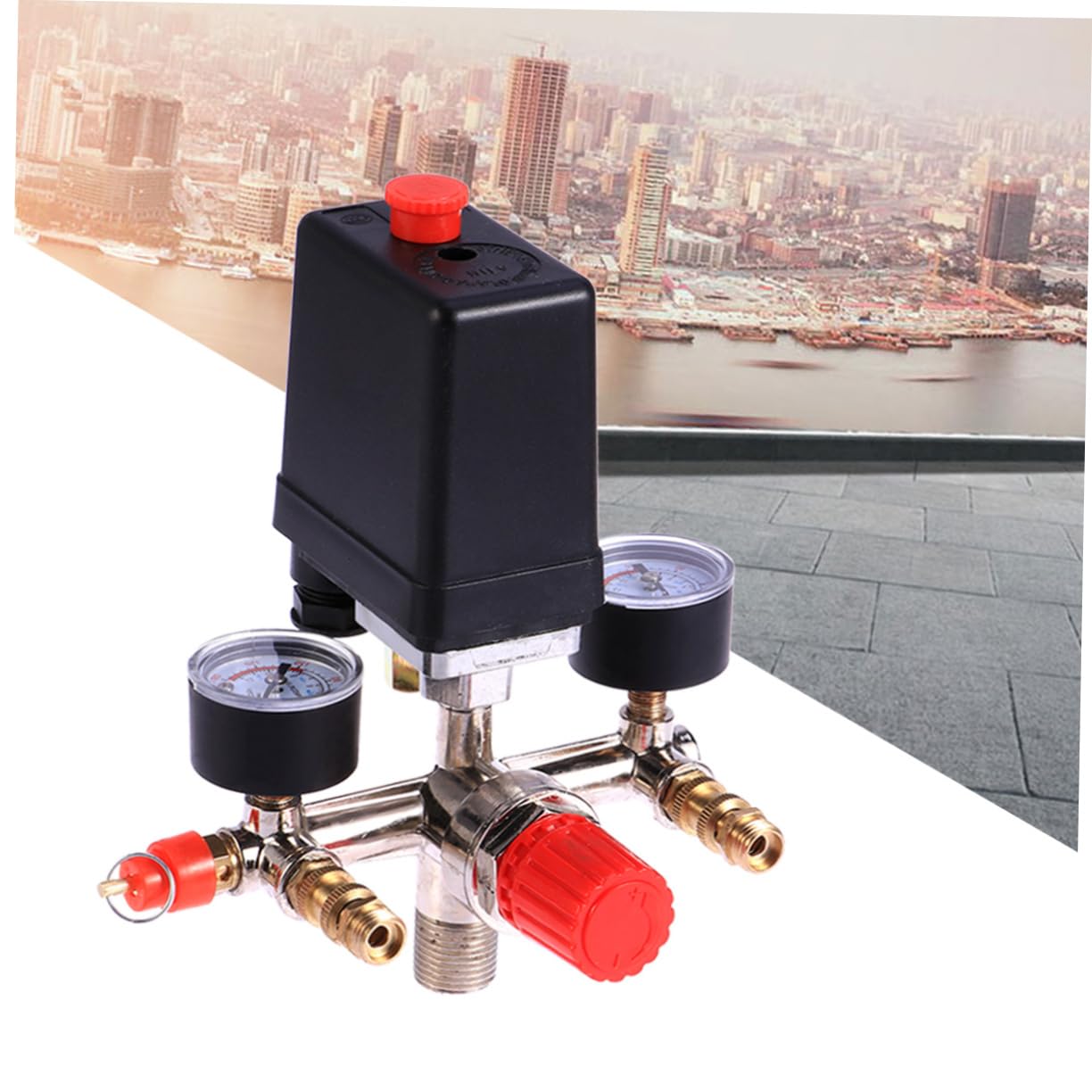 Pressostato per Compressore Aria 16a in Metallo 1, 25 Mpa | Controllo Pressione con Manometro Integrato, Installazione Semplice, Adatto ad Aria Compressa