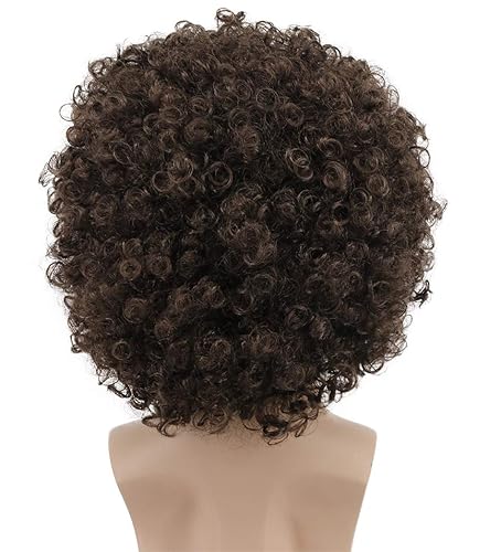 Miniatura 4 de Karlery Peluca de fiesta de fútbol americano de los años 70 y 80 para hombre y mujer color marrón oscuro color California Halloween disfraz de