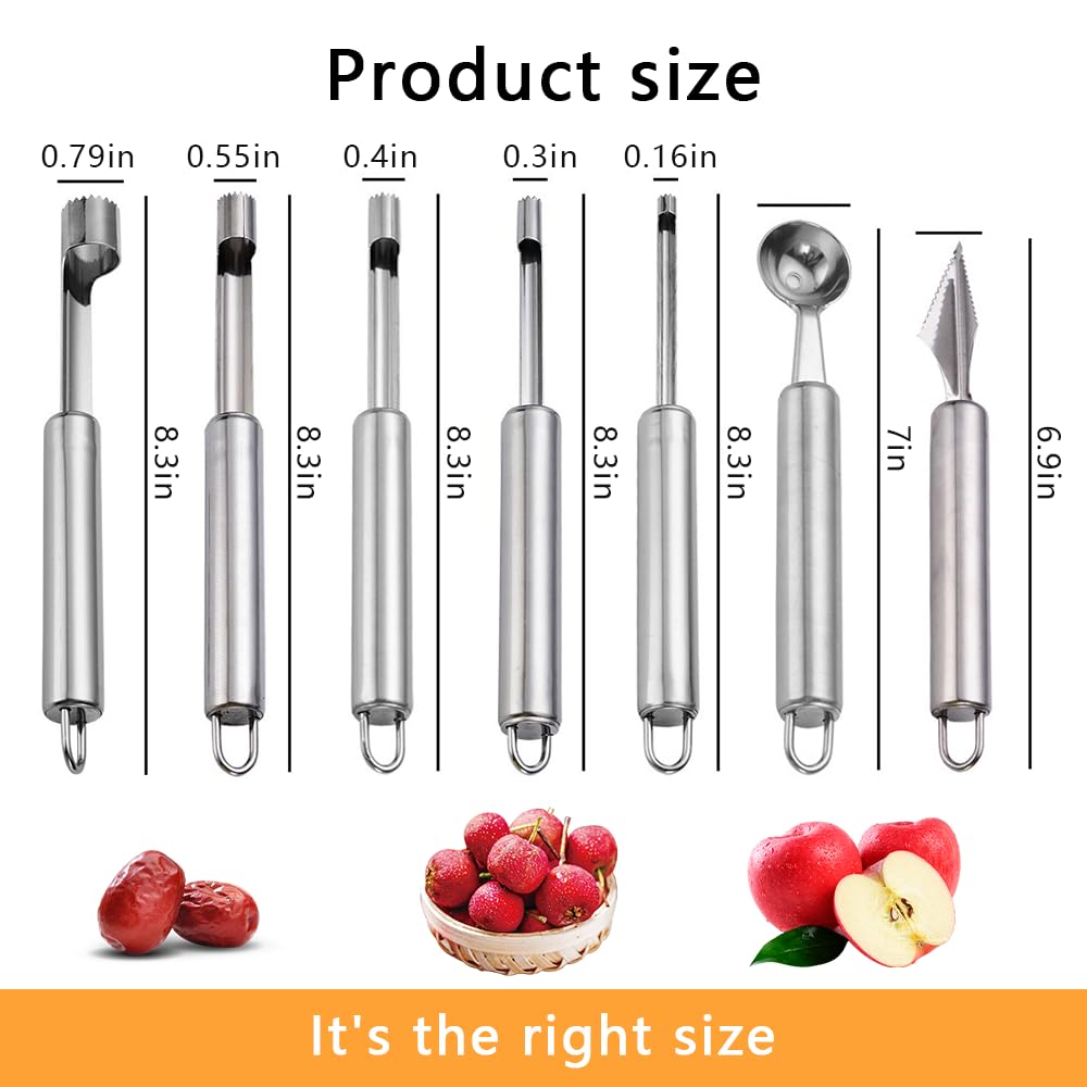 PHEZEN 4-Pc Stainless Steel Fruit Corer & Pitter Set – For Pears, Cherries, Jujubes & Dates - View #8