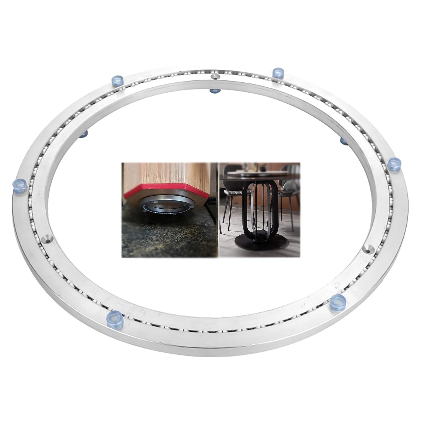 Plonarfix Silver Bearing Turntable Round,Aluminum Heavy Duty Lazy Susan Rotating,For Dining-Table And Workbench Non-Slip,Dining Table Smooth Swivel Plate Hardware(350Mm (14 Inches))