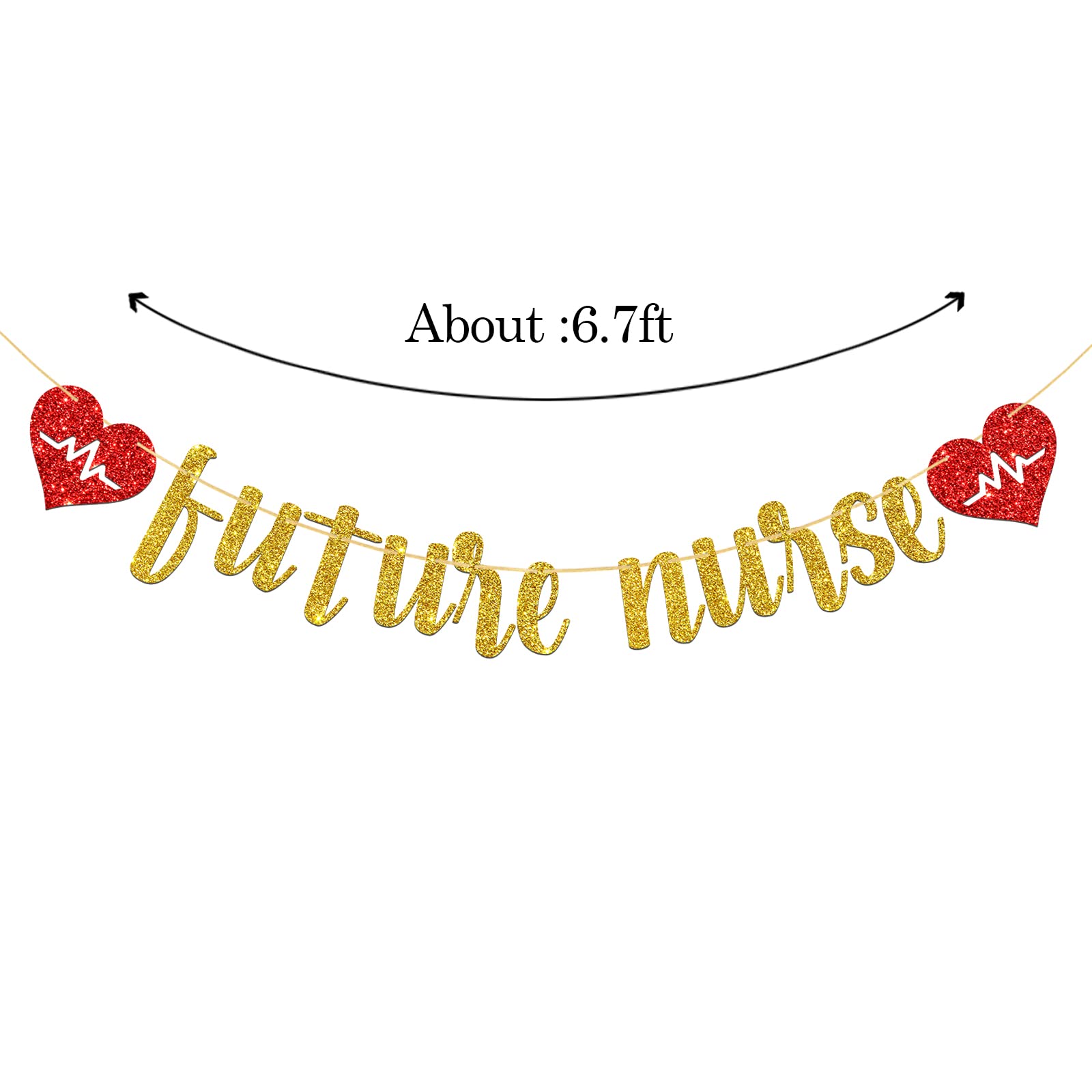 WeBenison Future Nurse Party Banner – Gold-Glitzer Abschlussdeko Für Medizinische Abschlussfeiern, Krankenpflege-Party, Wunderschöne Papier-Girlande