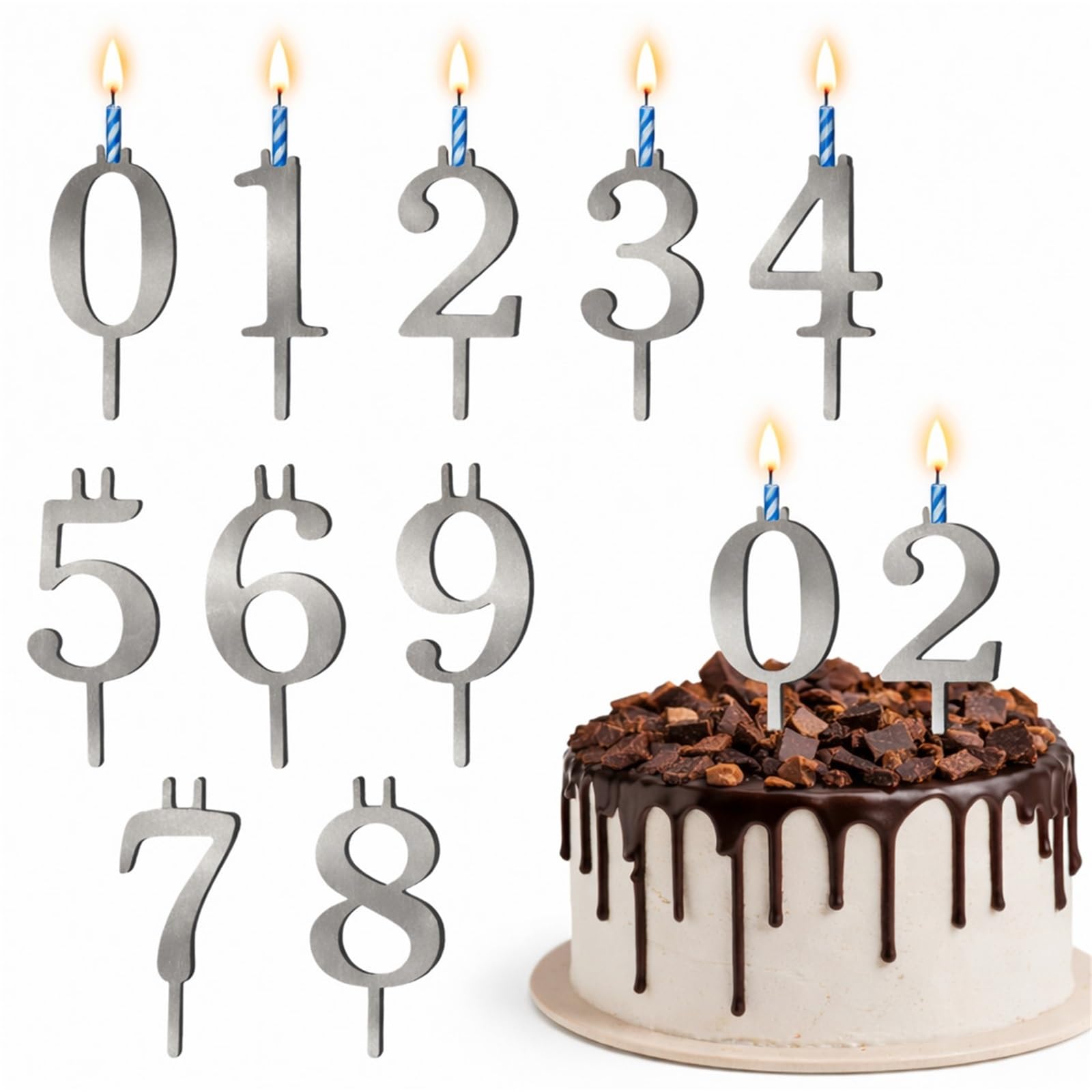 Reusable Number Birthday Candle Holder Set - for Celebrations and Weddings(1set)