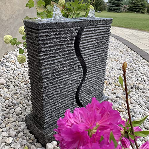 CLGarden Granit Springbrunnen SB5 2 Säulen Brunnen komplettes Set