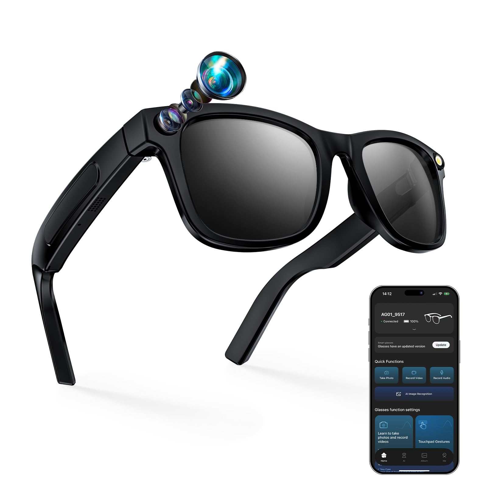 AI Smart Glasses with Camera, Real-Time Translation, Voice Assistant, 8MP HD Camera, 1080P Video Recording, Open-Ear Hi-Fi Audio for Travel & Meetings-image-23