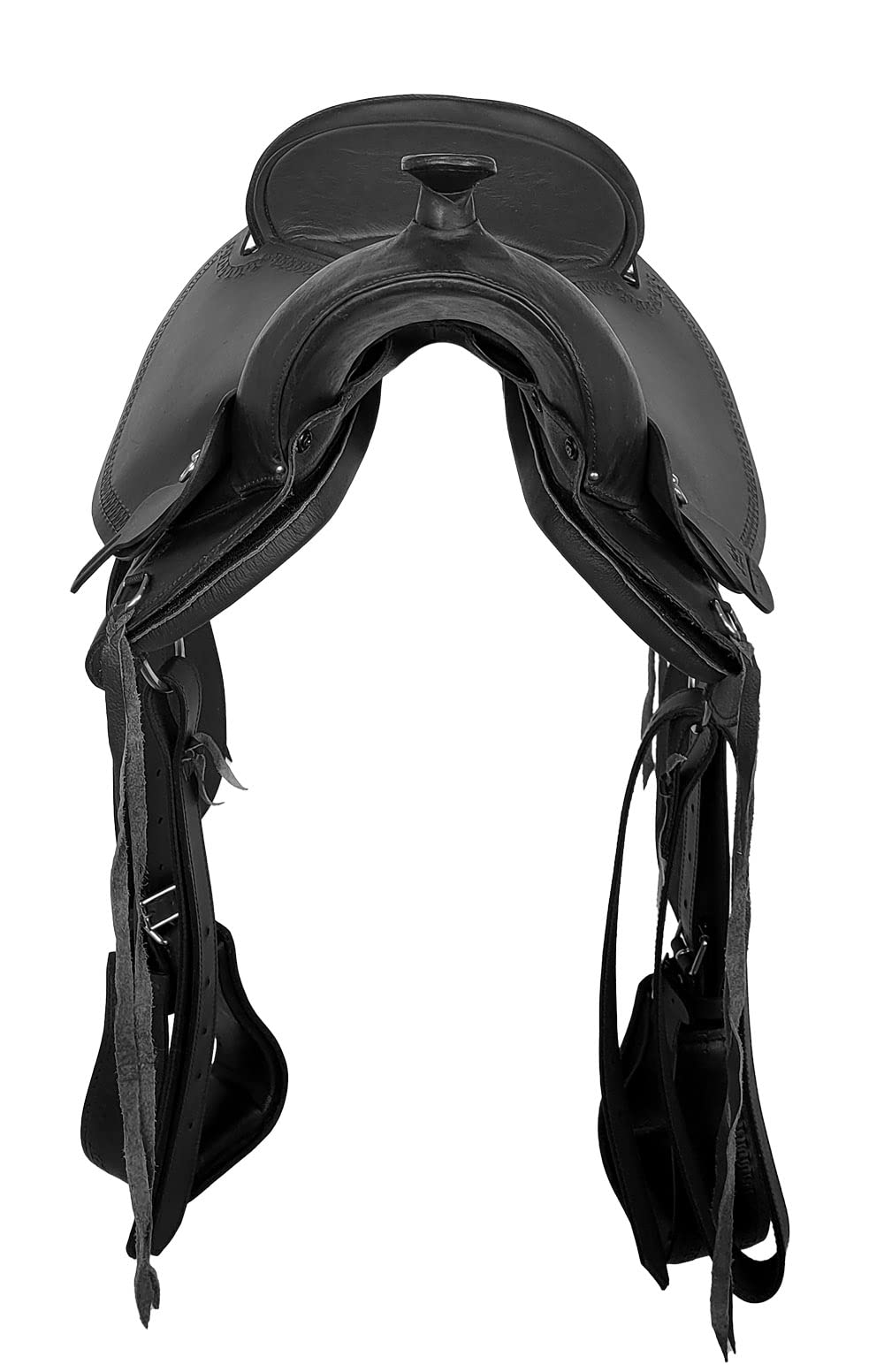 A&M Reitsport Baumloser Westernsattel Michigan Schwarz aus Büffelleder, Größe:16 Zoll