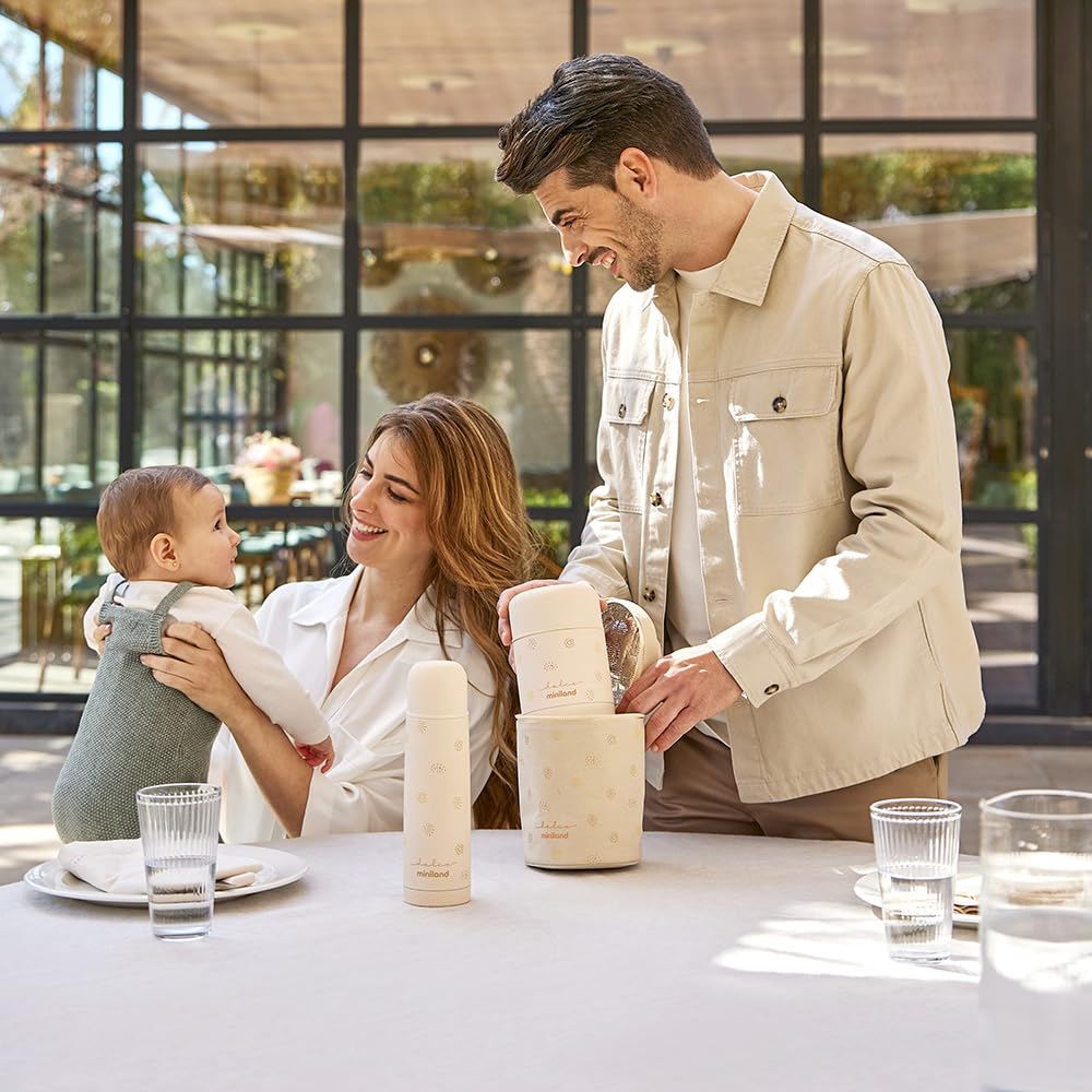 Miniland Termo Bebé para Comidas 600ml, +12h Frío y Calor | Vanilla | Contenedor de Acero Inoxidable y Aislamiento de Doble Pared, Cierre Hermético para Papillas, Pure y Comidas Fuera de Casa