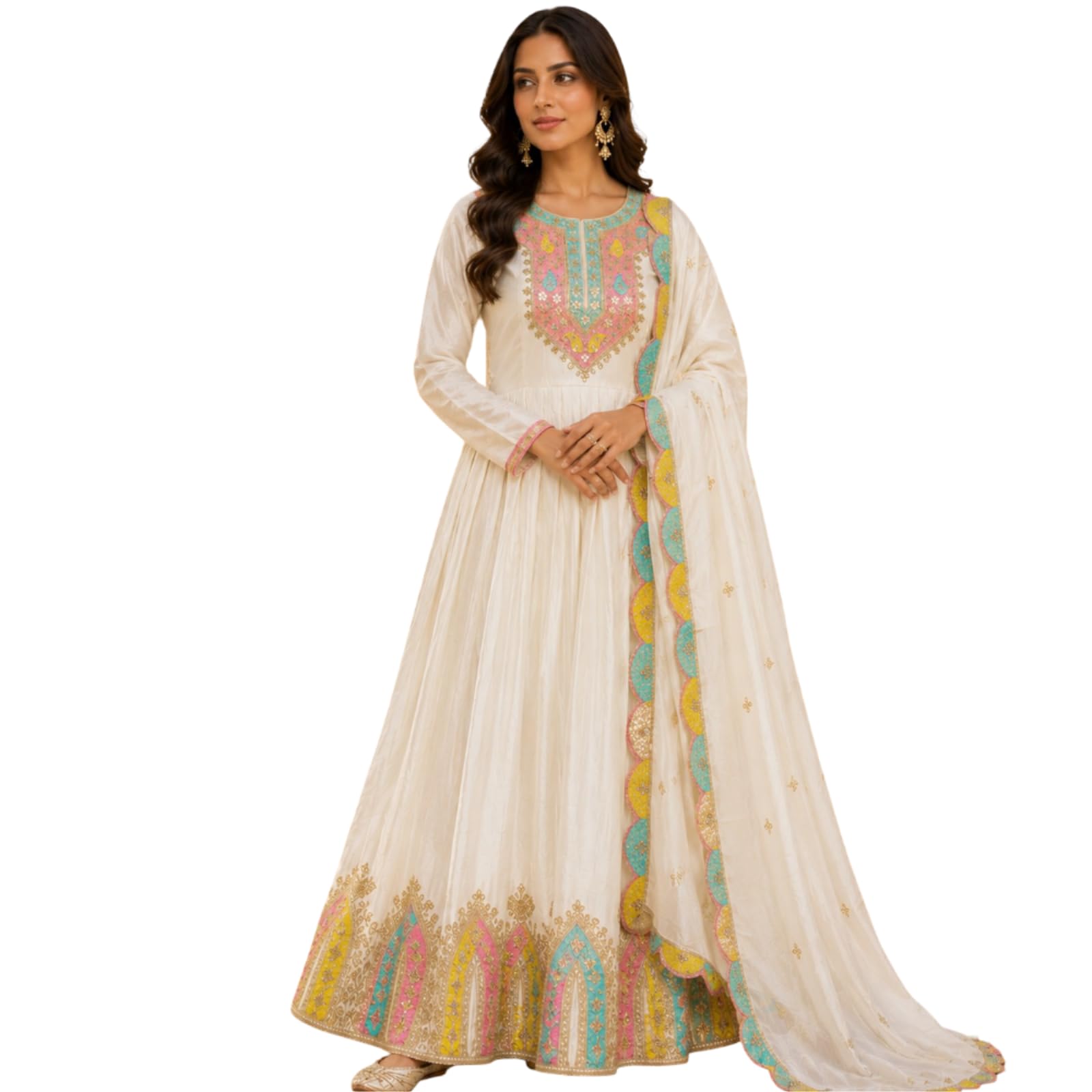 Anveri Women’s Anarkali Gown with Dupatta | Embroidered Floor Length Ethnic Dress for Women | Festive Party | Traditional Indian Wedding Outfit | Long Flared-image-38