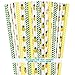 Pineapple Themed and Chevron Paper Straws - Green Yellow White - 7.75 Inches - 100 Pack - Outside the Box Papers Brand