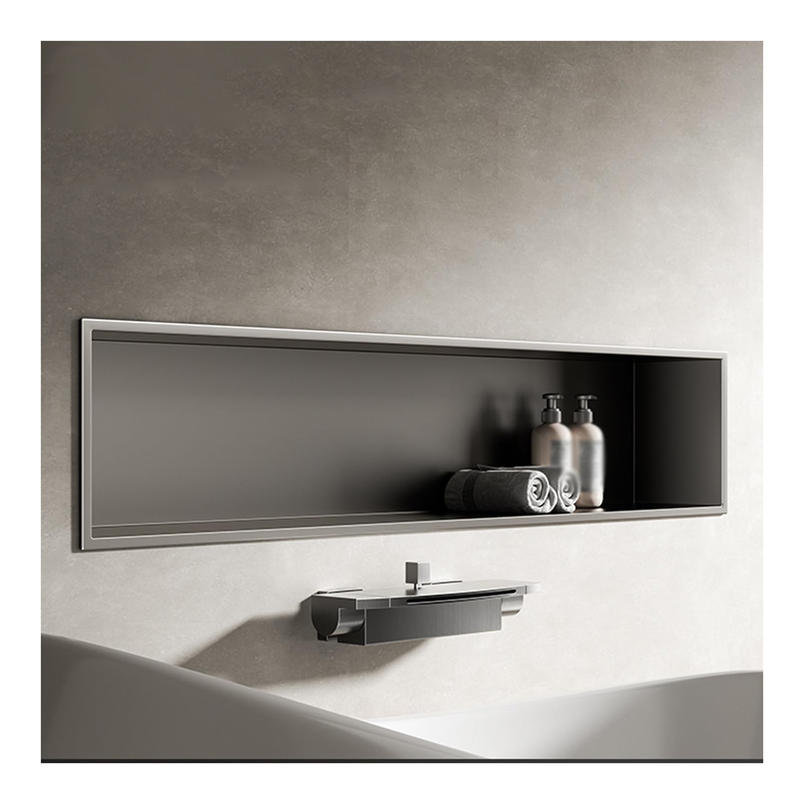 AYCDL Stainless Steel Shower Wall with LED Light Waterproof Rectangular Bathroom nizer Grey 320x320x125mm - Perfect for Modern Spaces,Grigio-920x280x125mm