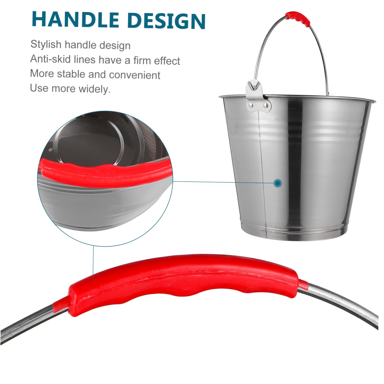 IMIKEYA Seau à Glace en Acier Inoxydable Poignée, Modèle Portable 1 Pièce