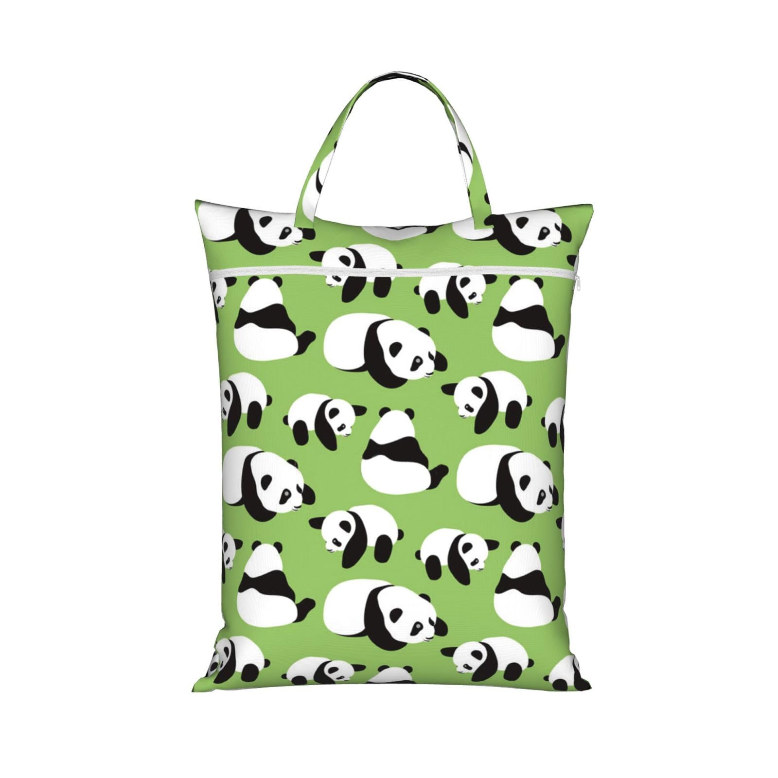 YFSGDLBN Green background panda printed Travel dirty laundry bag clothes pack Storage Basket Bag