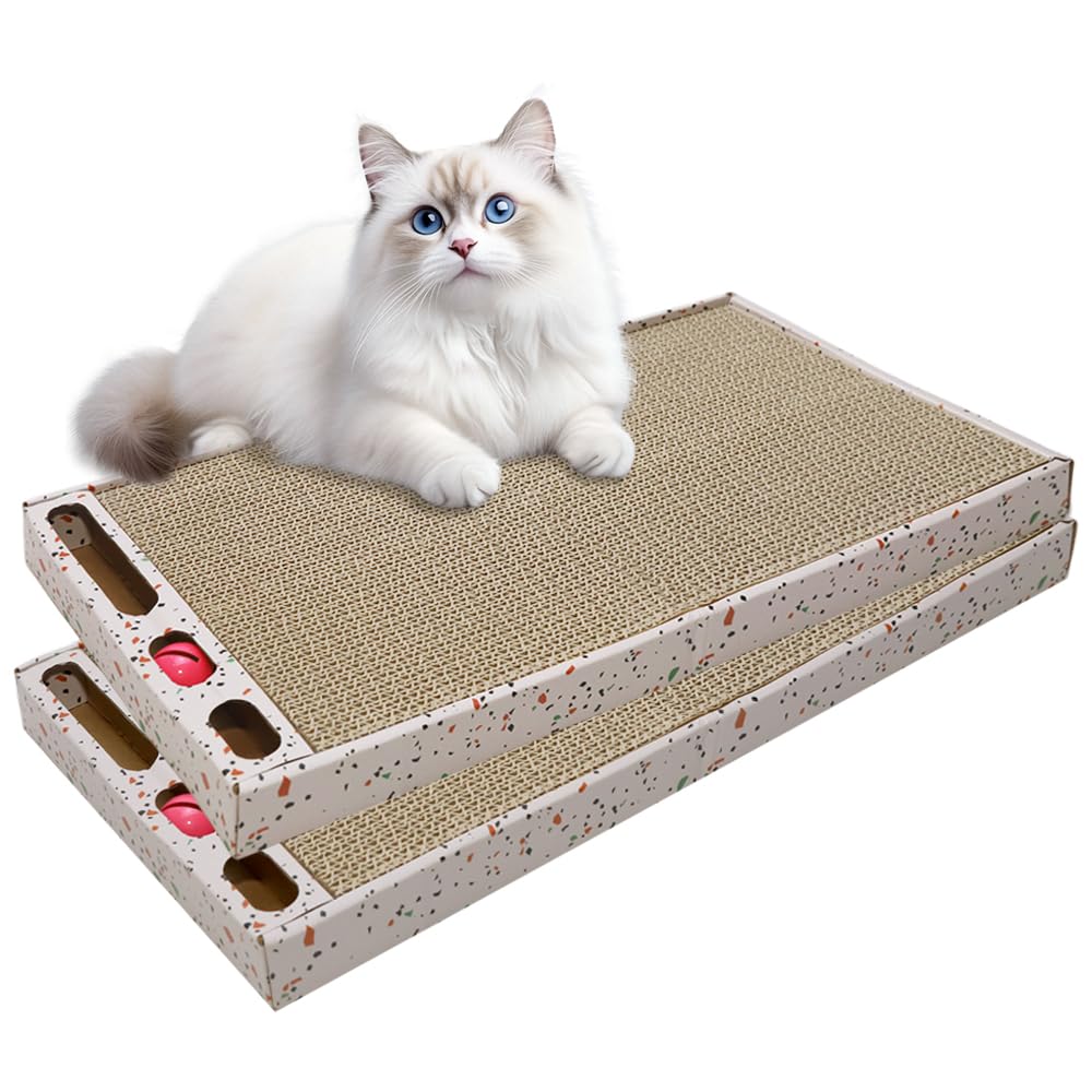 MEEYUU 2 Pack Cat Scratcher Pad - Cat Scratching Board - Cardboard Nest & Sleeping Scratcher for Indoor Cats (2 Pack)