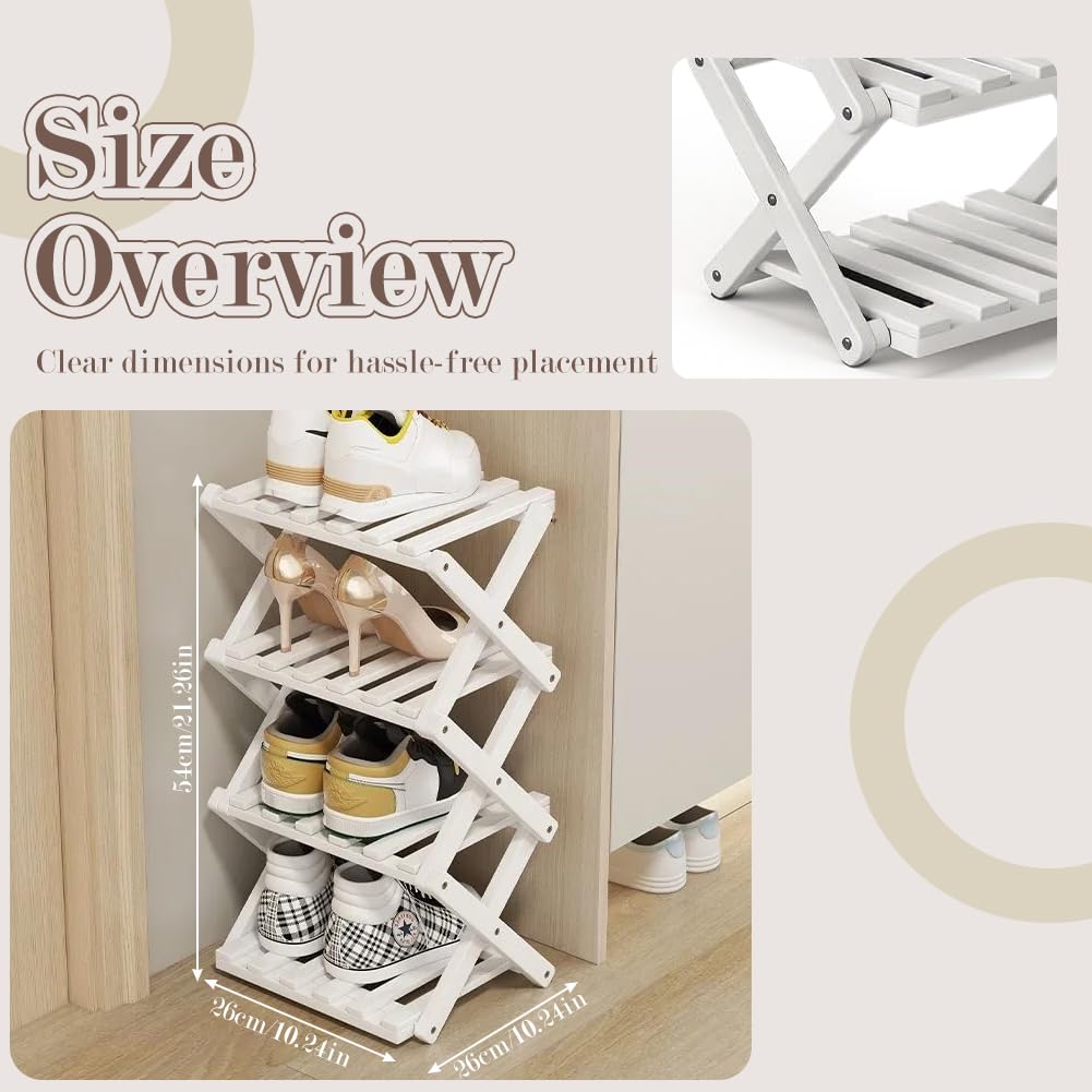 Scarpiera verticale stretta, a 4 livelli, portatile, verticale, senza installazione, scarpiera, salvaspazio, pieghevole, per piccoli spazi, corridoi, camera da letto, corridoio, angolo