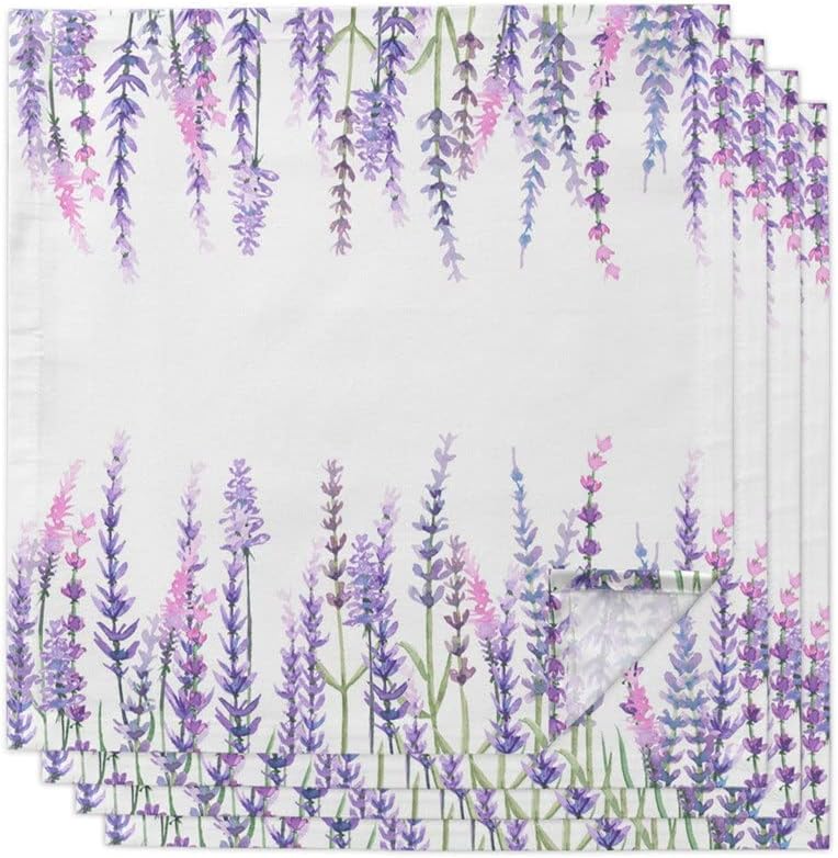 Lavender Watercolor Flower Table Napkin Cloth Set Wedding Party Napkin Restaurant Supplies Christmas Napkins(6pcs)