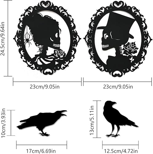 Miniatura 3 de 4 calcomanías de pared para decoración de Halloween, calcomanías de pared de calaverabrujascuervos, papel tapiz extraíble impermeable, murales de