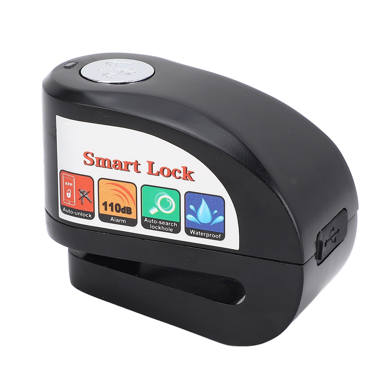 Alarm Disc Lock Motorcycle Disc Brake Lock, BT APP Control Anti Theft Rain Proof 115dB Alarm Sound Reminder Smart Disc Brake Lock for Motorbike Bike Scooter