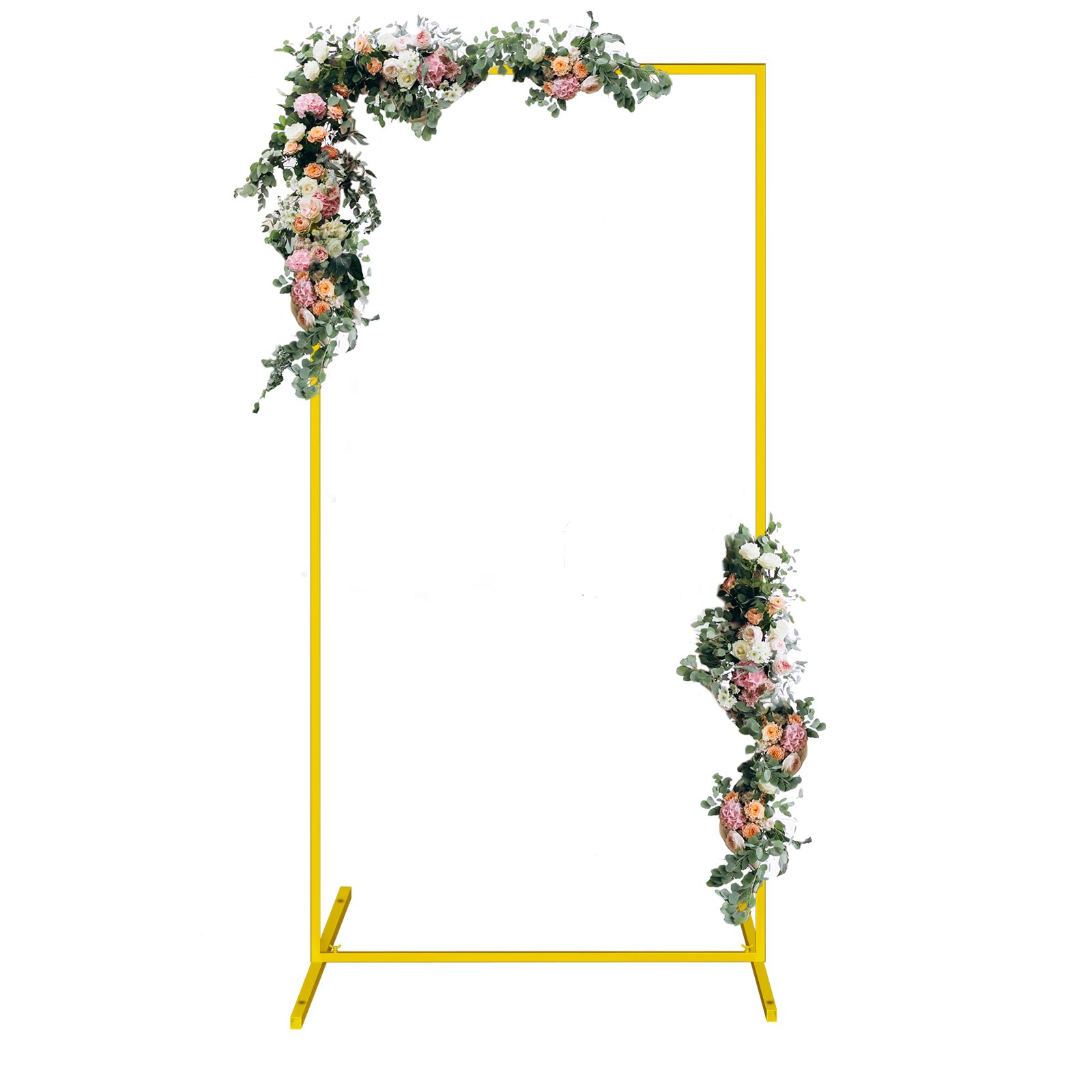 Wedding Arch, 6.6 FT x 3.3 FT Square Backdrop Stand for Ceremony, Gold Metal Arch Backdrop Stand for Parties, Balloon Arch Stand Backdrop for Anniversary, Birthday, Bridal, Baby Shower, Decoration
