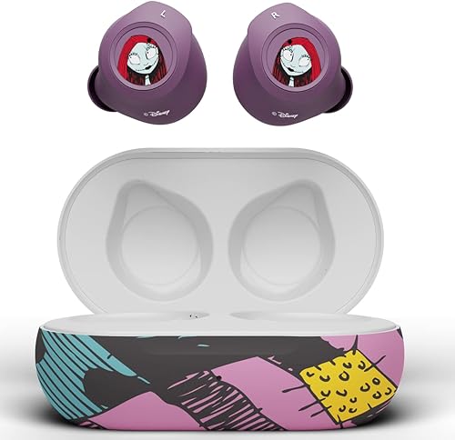 Miniatura 8 de Disney Nightmare Glow in the Dark TWS - Auriculares inalámbricos Bluetooth 5.0 compatibles con micrófono integrado y funda de recarga portátil, IPX8