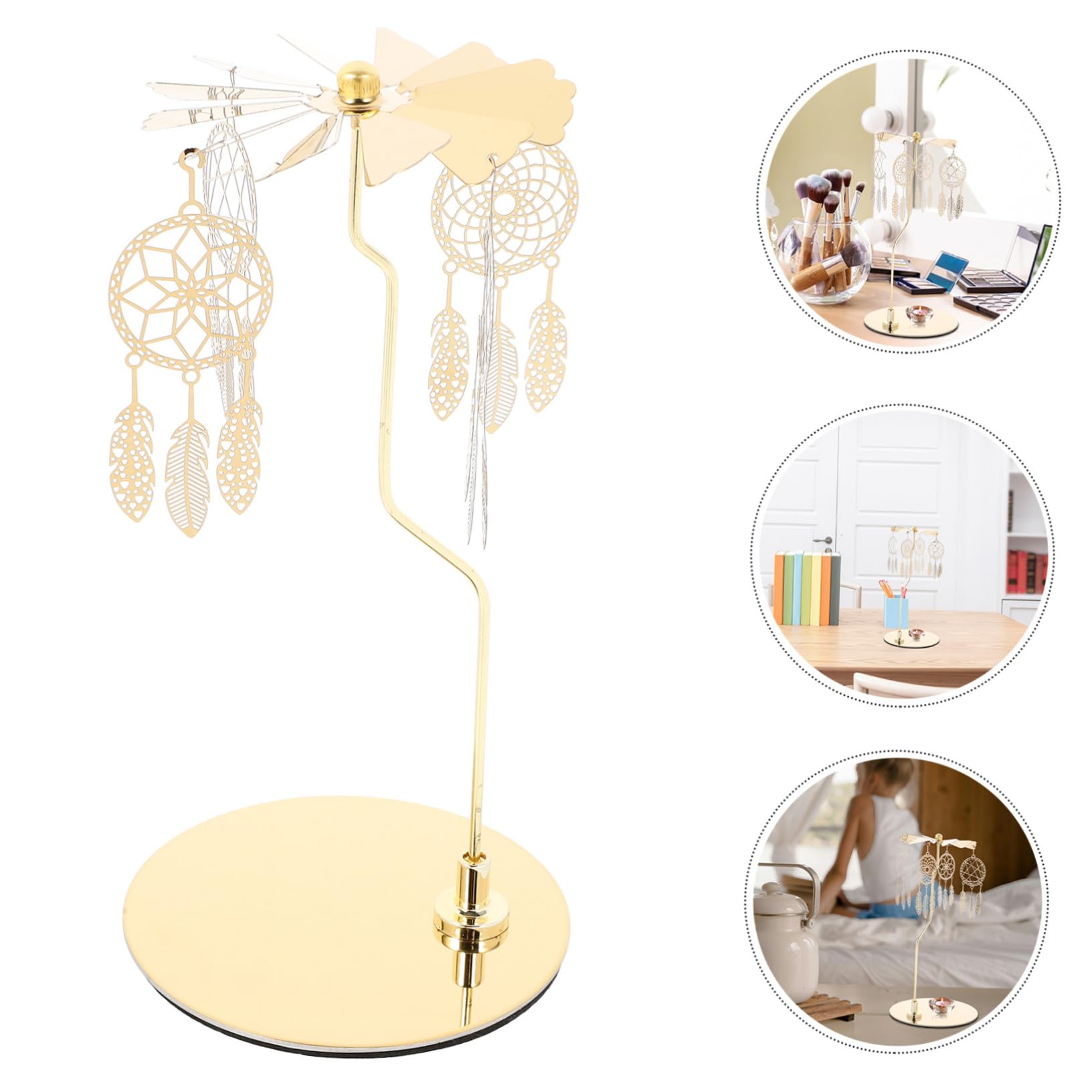 Artibetter Bougeoir Rotatif En Acier Inoxydable Or – Carrousel Aromathérapie, Rotation Par Chaleur, Décoration Élégante Table & Cadeau