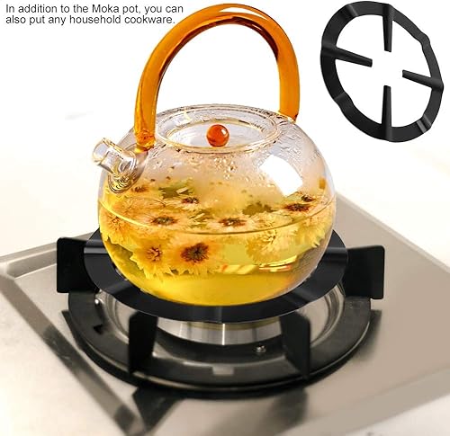 Miniatura 2 de Estante reductor de anillo de gas, estante para cafetera, de hierro inoxidable, ajustable, redondo, para horno, horno, resistente, resistente a