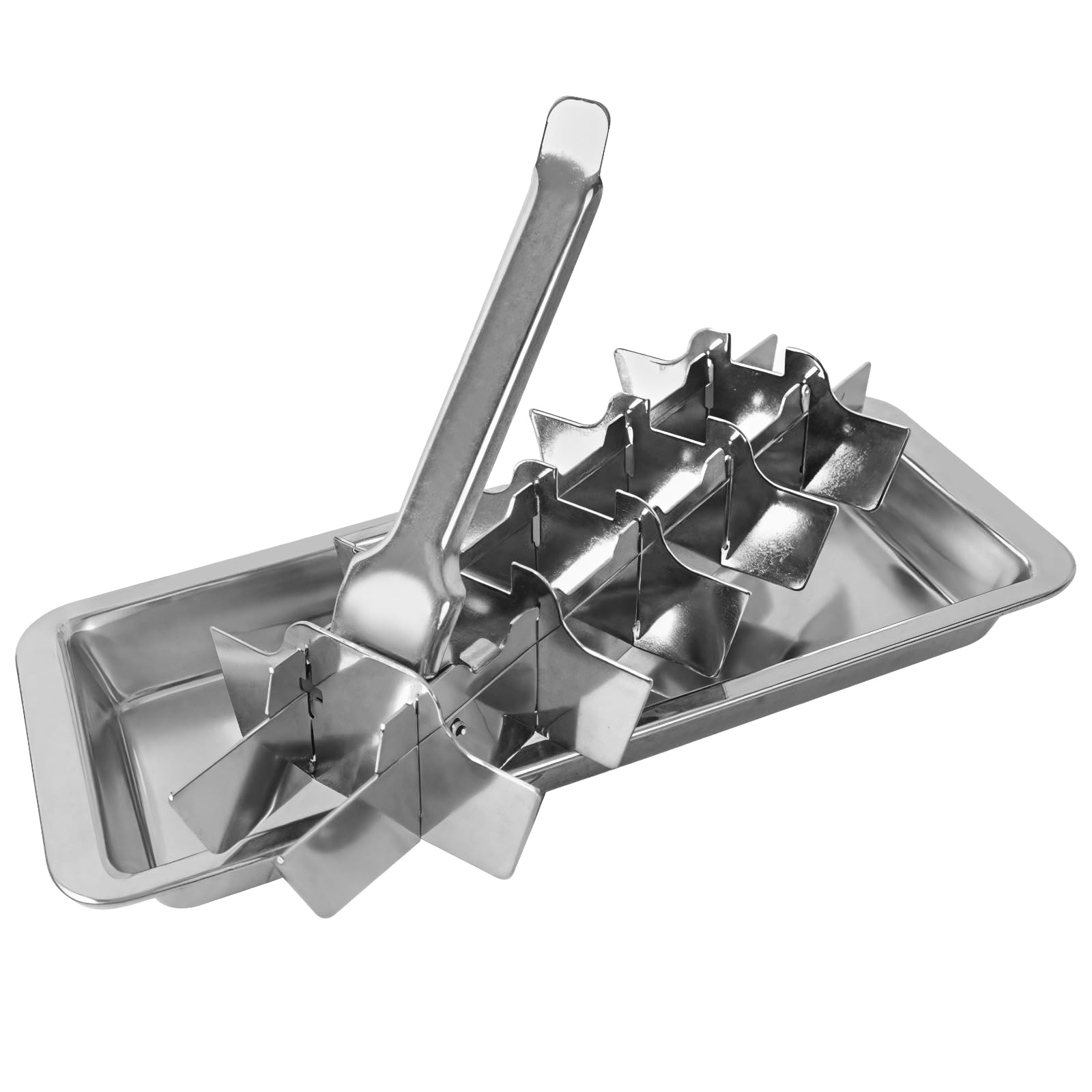 Edelstahl-Eiswürfelschale mit Griff, Eiswürfelform aus Edelstahl, einfache Entnahme von Eiswürfeln, 18 Fächer für das Gefrierfach, inklusive Trenneinsatz mit Griff, für Eis, Saft und mehr