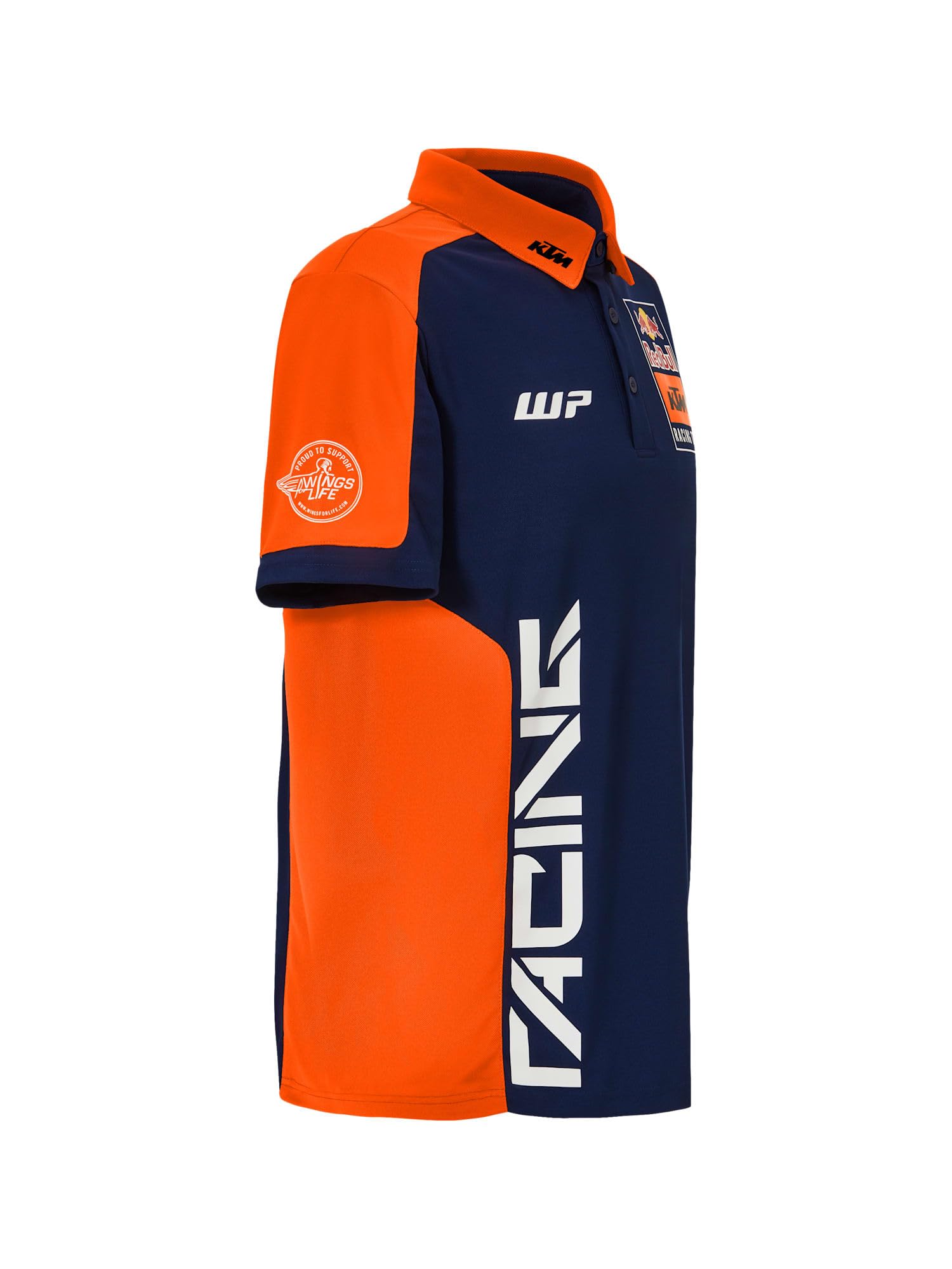 Red Bull - KTM Replica Team Polo KTM Racing Team Logo - Hommes - Taille S - Bleu/Orange - Tissu évacuant l'humidité - Col polo classique