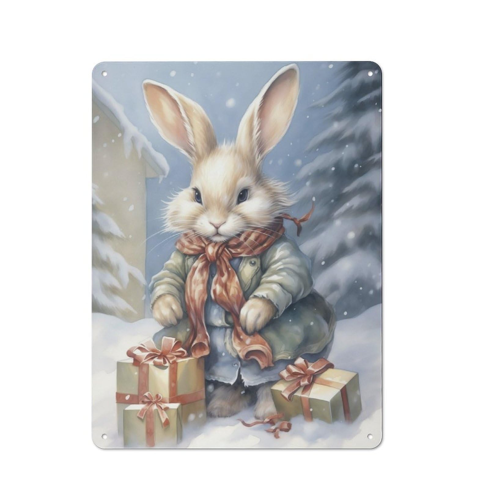 Junmoney Xmas Rabbit For Kids Metal Gift Sign 40X30cm, Vintage Home Wall Decor For Home, Shop, Pub Or Studio Wall