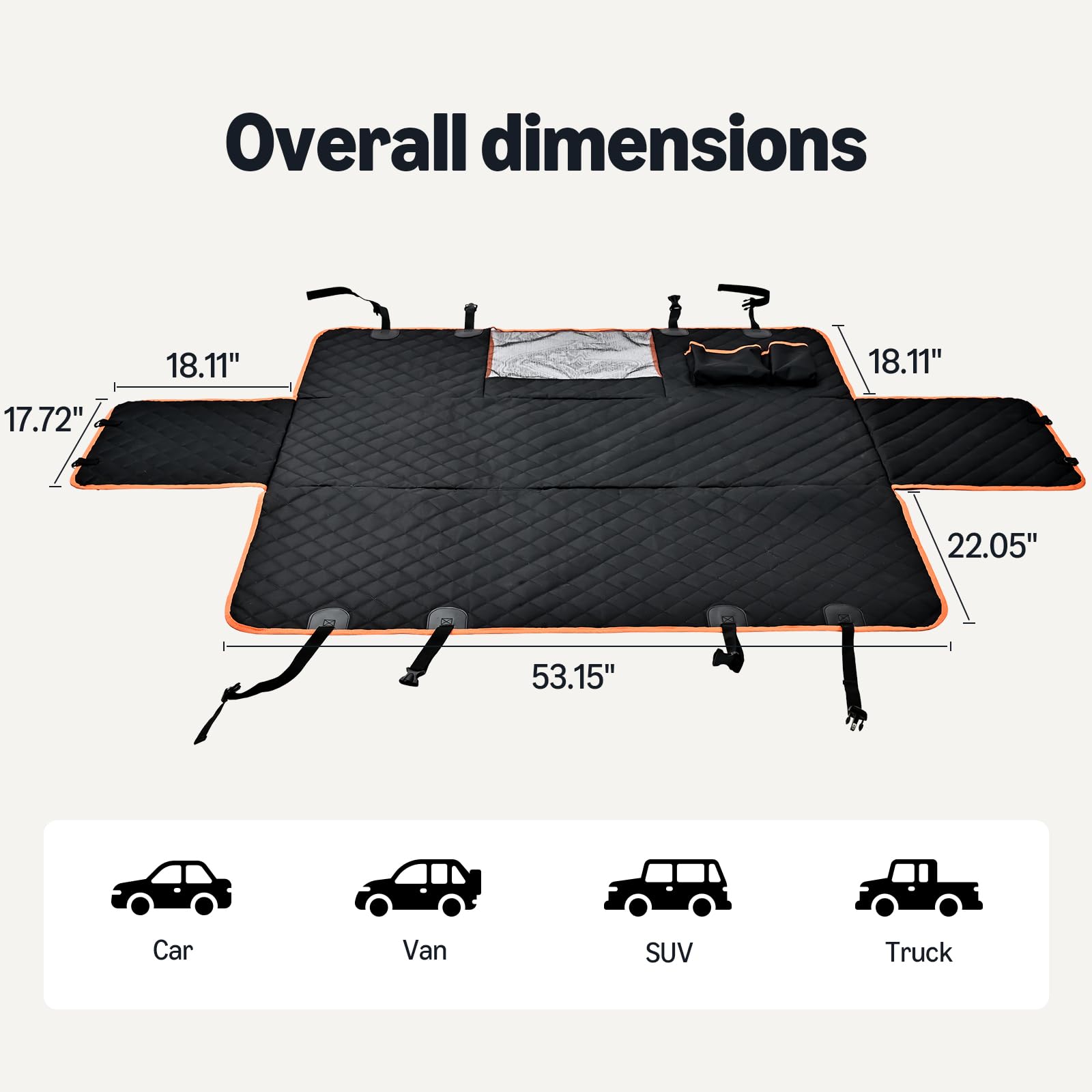 Amazon Basics Dog Car Seat Cover for Back Seat, Scratch-Resistant Nonslip Hammock with Side Flaps and Seatbelt Openings for Cars, SUVs, and Trucks, Black - image 3