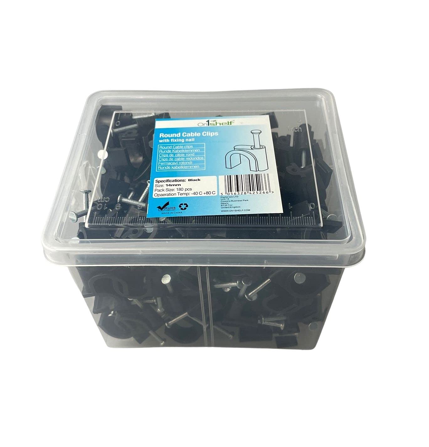 (14Mm) Black Round Cable Clips K-Type Trade Box 5056328425266
