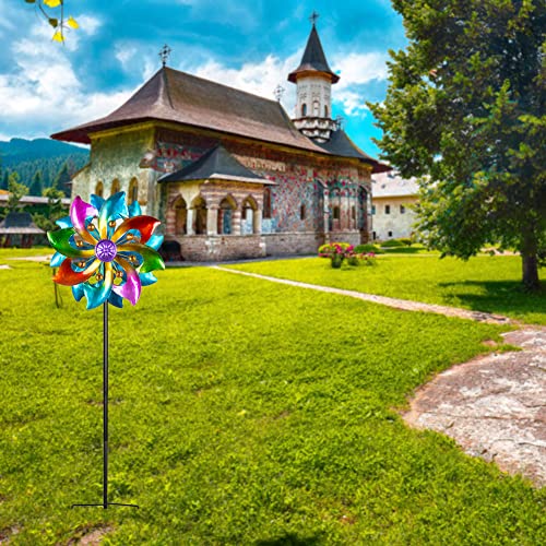 Image of DREAMYSOUL Wind Spinner Outdoor Metal, 37 inch Kinetic Wind Spinners Colorful Wind Sculpture Yard Art for Garden Patio Lawn Decor