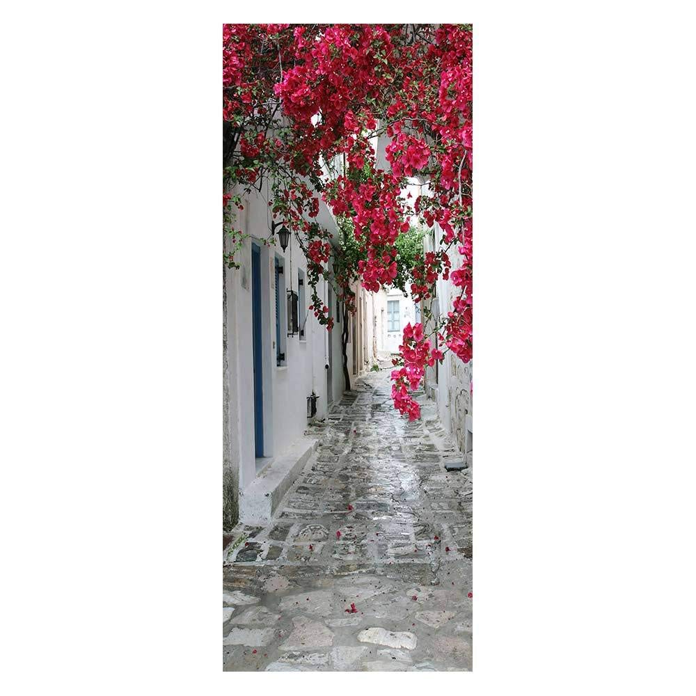 3D Door Sticker Flower Self-Adhesive Mural Home Decoration Wall Stickers Bedroom Living Room Removable Poster Art Stickers-90x200cm