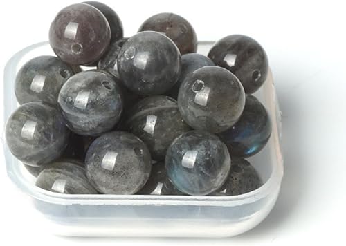 Miniatura 5 de 100 cuentas de piedra natural de 0.236 pulgadas (0.236 in) de piedra lunar gris, redondas, sueltas, piedras preciosas curativas energéticas, tamaño