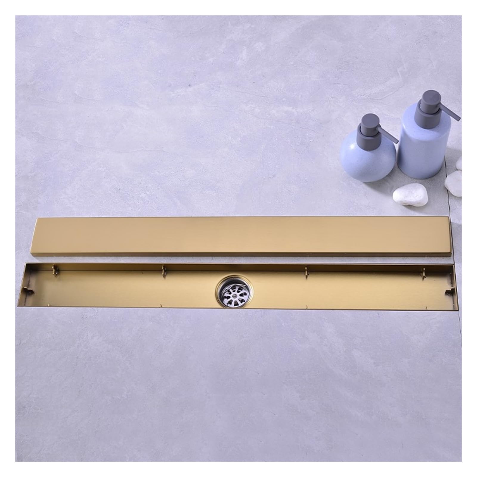 Desagüe de Suelo de 600 mm, Rectangular, de Acero Inoxidable 304, para baño, Ducha, Suelo de baldosas Invisibles