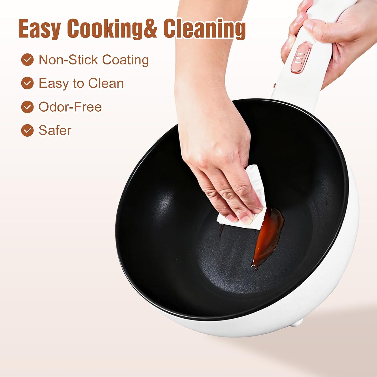 Hot Pot Electric with Steamer,Rapid Noodles Cooker Non-Stick Frying Pans with Spatula for Steak, Egg, Fried Rice, Ramen, Oatmeal, Soup, Portable Personal Perfect Suit Dorm Room and Apartment