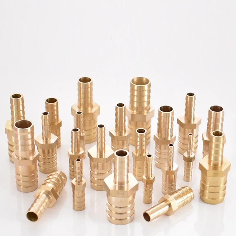 Lot de 10 raccords cannelés droits en laiton pour tuyau d'arrosage, 2 voies, diamètres disponibles : 4 mm, 5 mm, 6 mm, 8 mm, 10 mm, 12 mm, 14 mm, 16 m