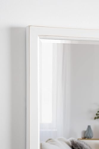 Miniatura 4 de Kate and Laurel Hogan Farmhouse - Espejo de pared de 20 x 30 pulgadas, color blanco, moderno espejo rectangular de madera para pared