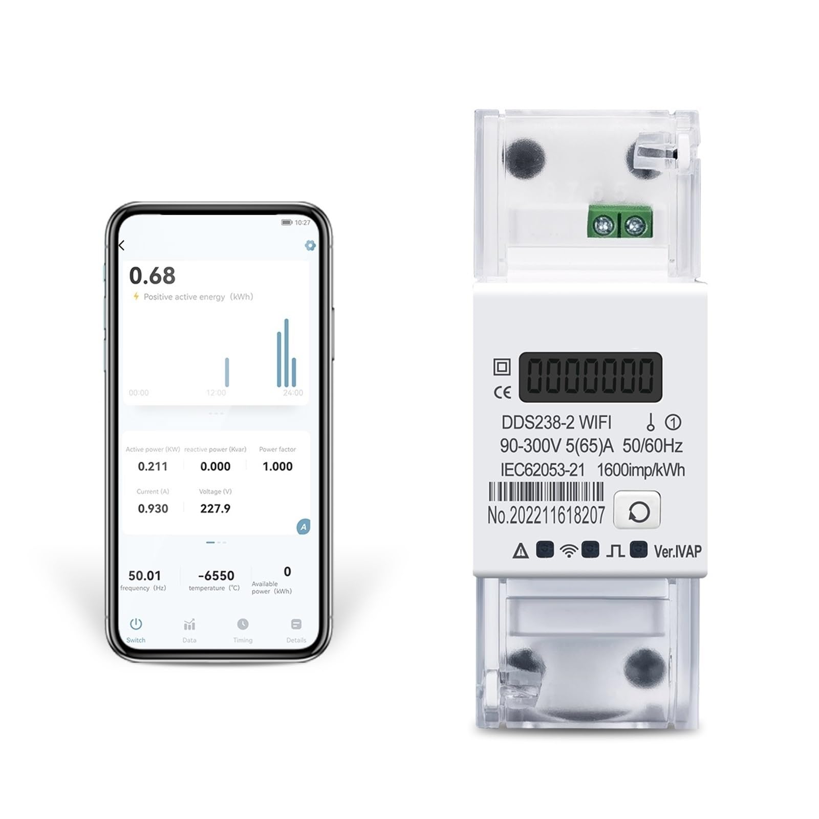Tuya WiFi Inteligente Bidireccional Medidor De Energía Temporizador Consumo De Energía Monitor KWh Medidor Vatímetro Monitoreo del Consumo de energía
