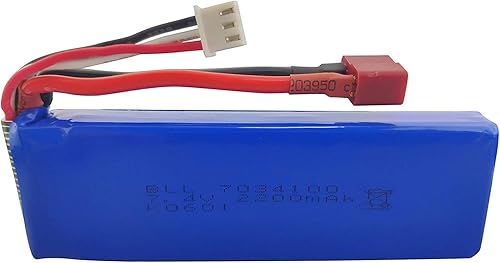 Miniatura 4 de Batería de litio de 2 piezas de 7.4 V 2200 mAh con cargador 2 en 1 para WLtoys K949 10428 10428-A L202 RC control remoto de alta velocidad con