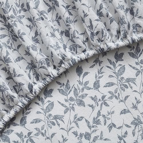 Image of Tahari Home - Twin Sheets, 3-Piece Cotton Flannel Bedding with Matching Pillowcase, Brushed for Extra Softness, Cozy Home Decor (Flora Gray, Twin)
