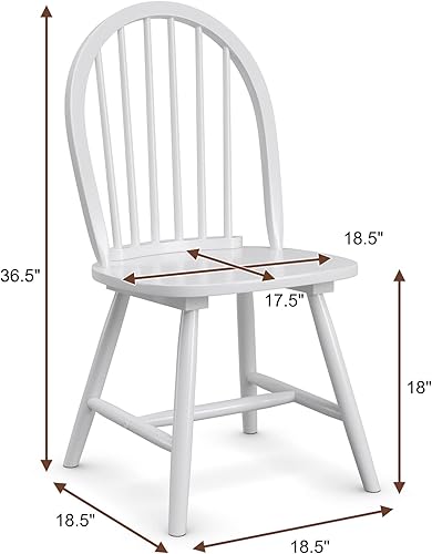 Miniatura 3 de KOTEK Juego de 4 sillas de comedor de madera, sillas Windsor con respaldo de husillo, patas de madera maciza, asiento ancho, sillas laterales sin