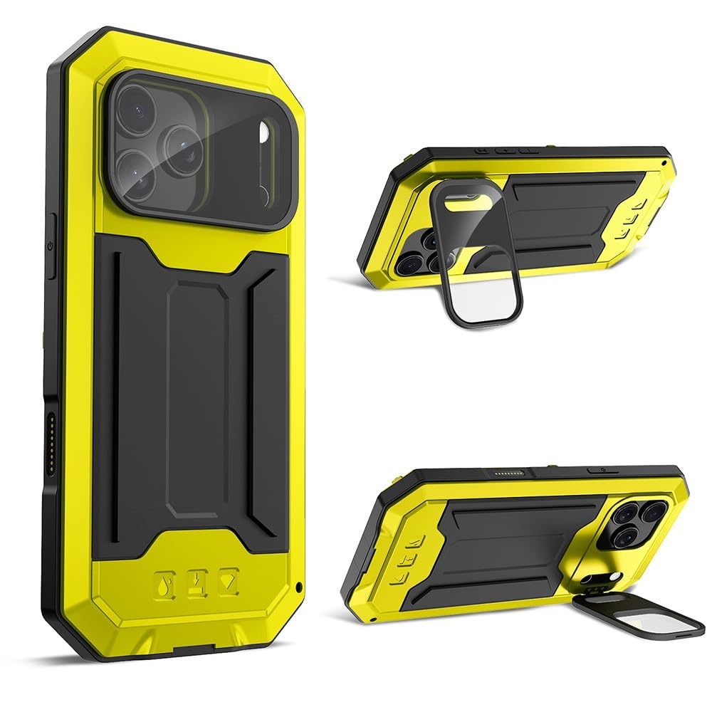 Coque iPhone 17 Pro jaune antichoc métal silicone - 8