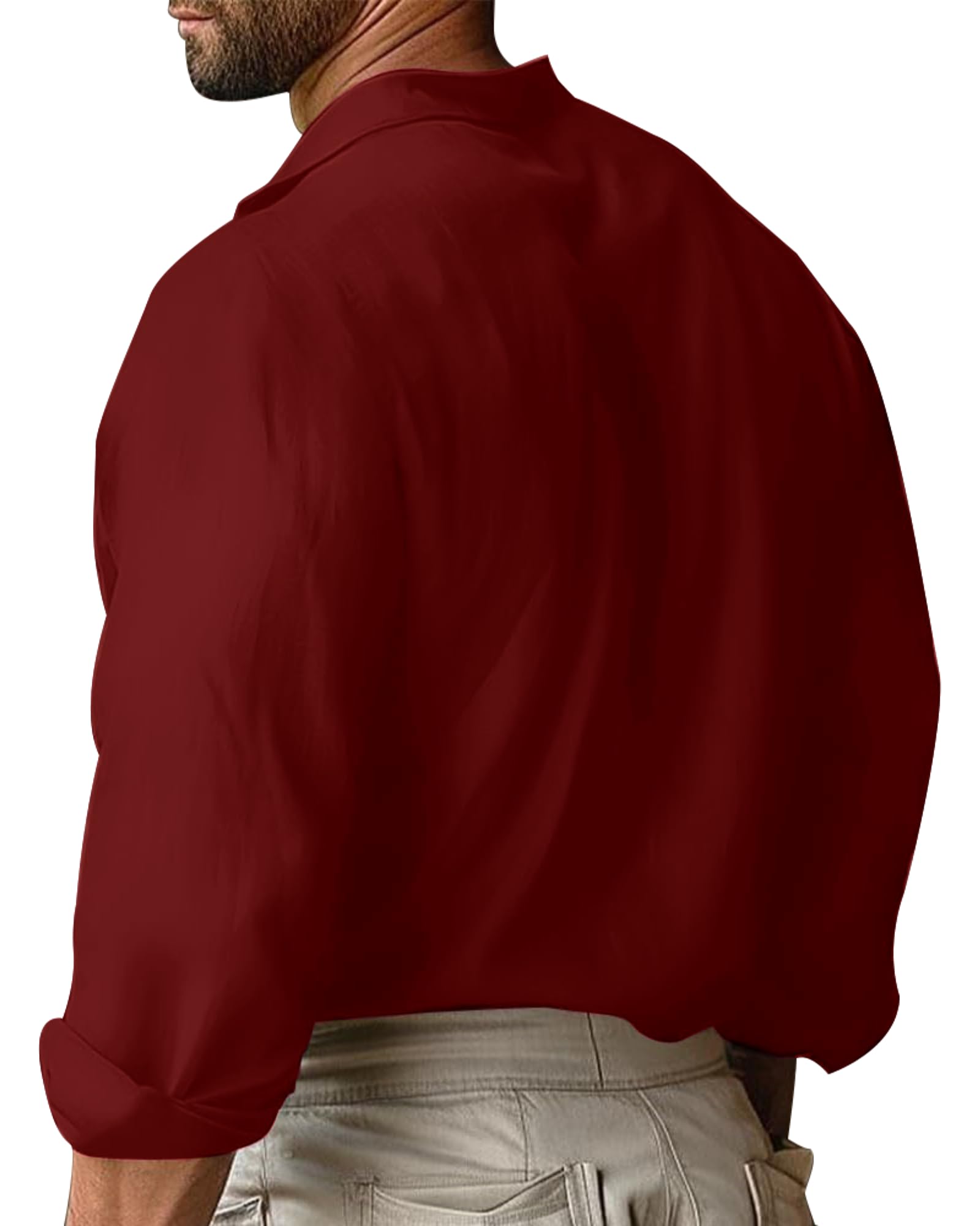 LVCBL Camicia medievale da uomo, in lino, da uomo, a maniche lunghe, da pirata, M-3XL