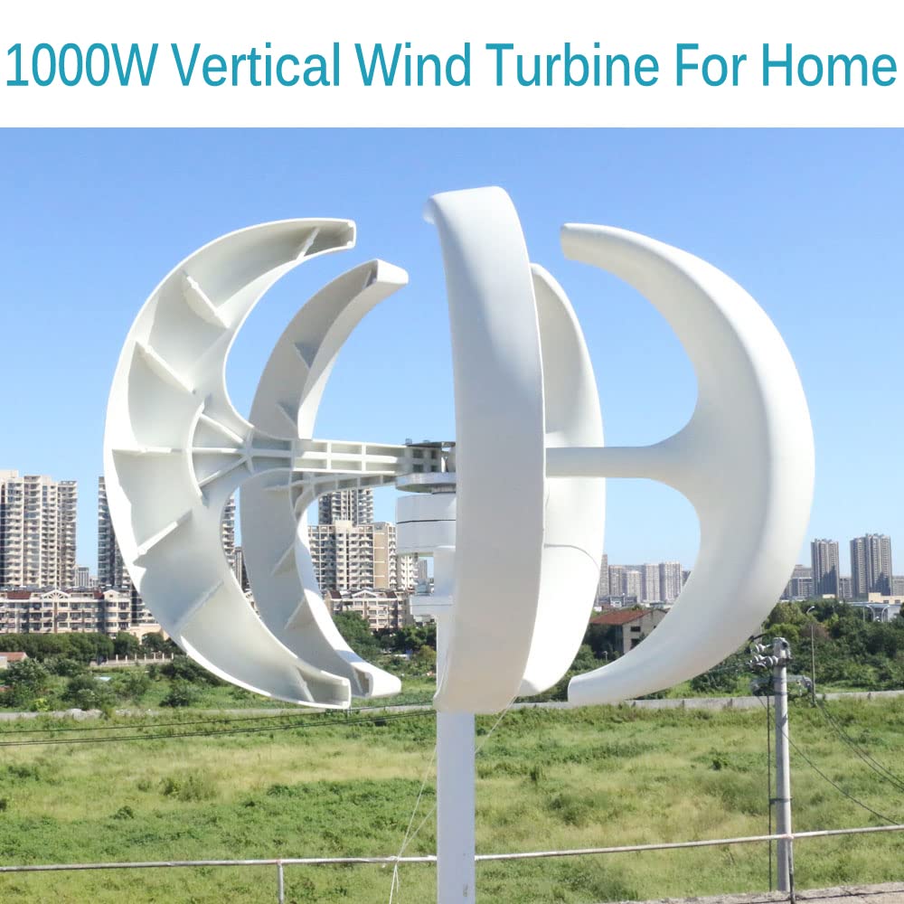 1000W vertikale Achse Windkraftanlage Generator 1KW 12V 24V 48V mit MPPT-Controller Kleine geräuscharme Windmühle for Straßenlaternen,Windgenerator(Red with Controller,12V)