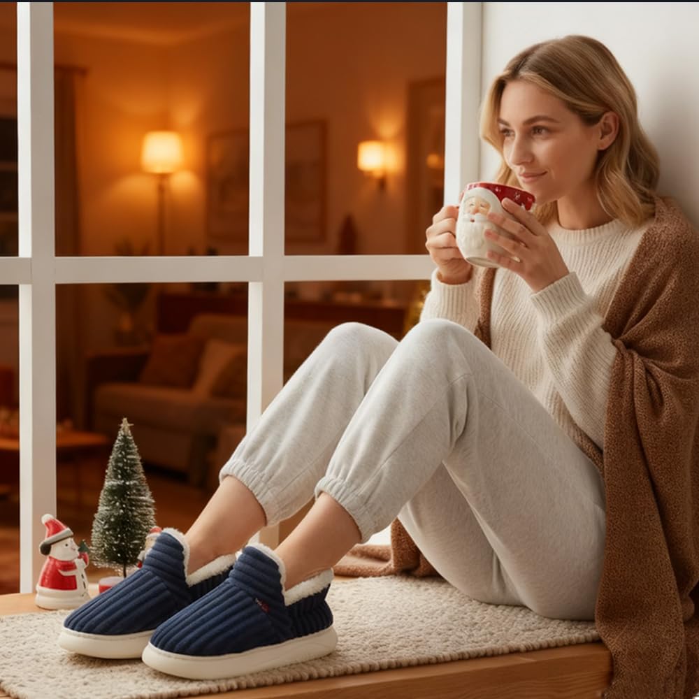 Coswind Pantofole Donna Uomo Invernali Ciabatte Calde Chiuse Peluche with Memory Foam Pelose Eleganti Comode Morbide Antiscivolo