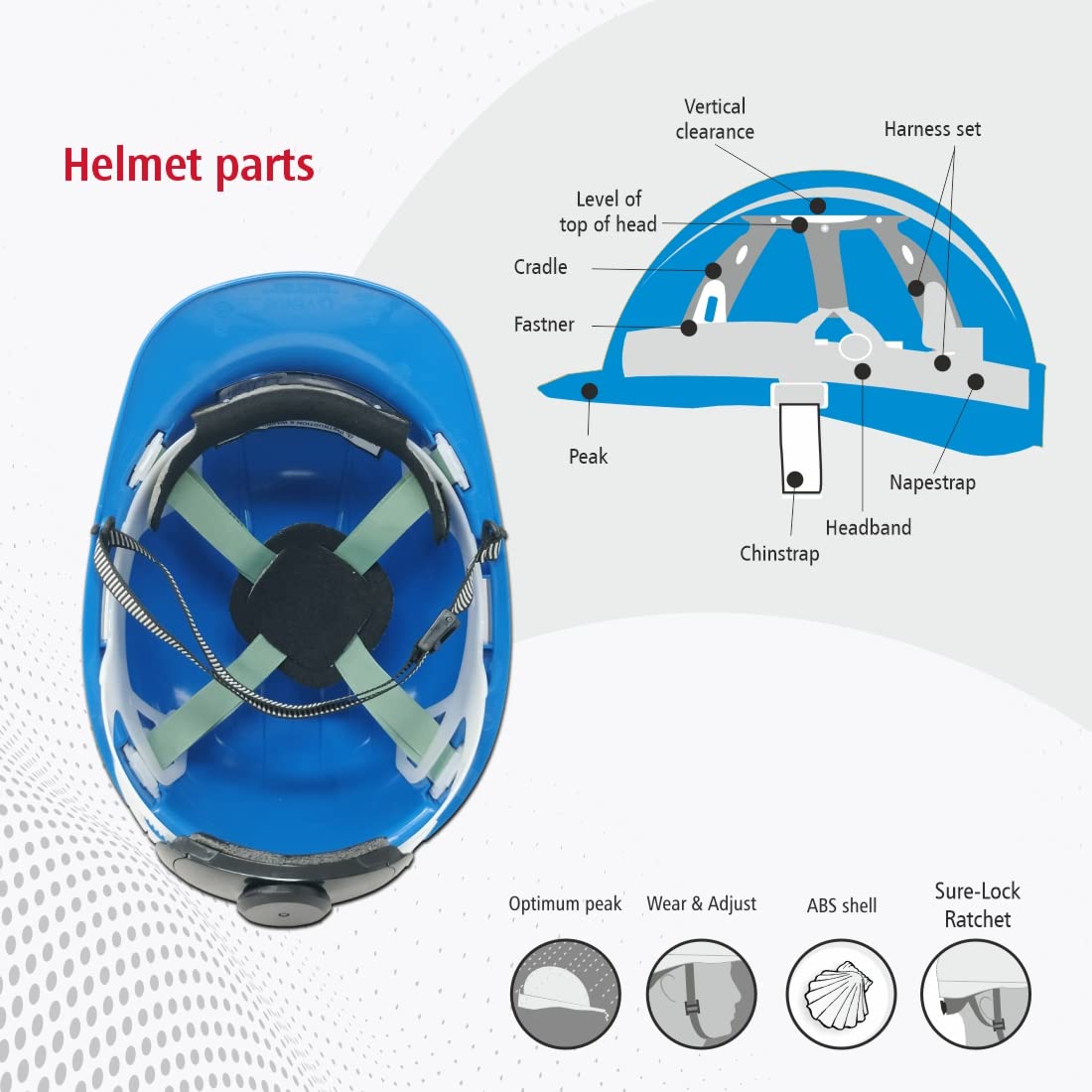 VENUS H-2000 ISI Certified Industrial Safety Helmet for Men – Ratchet Type Adjustment, Chin Strap, Durable Head Protection for Construction, Factory & Outdoor Industrial Work (White) - Image 4 thumbnail