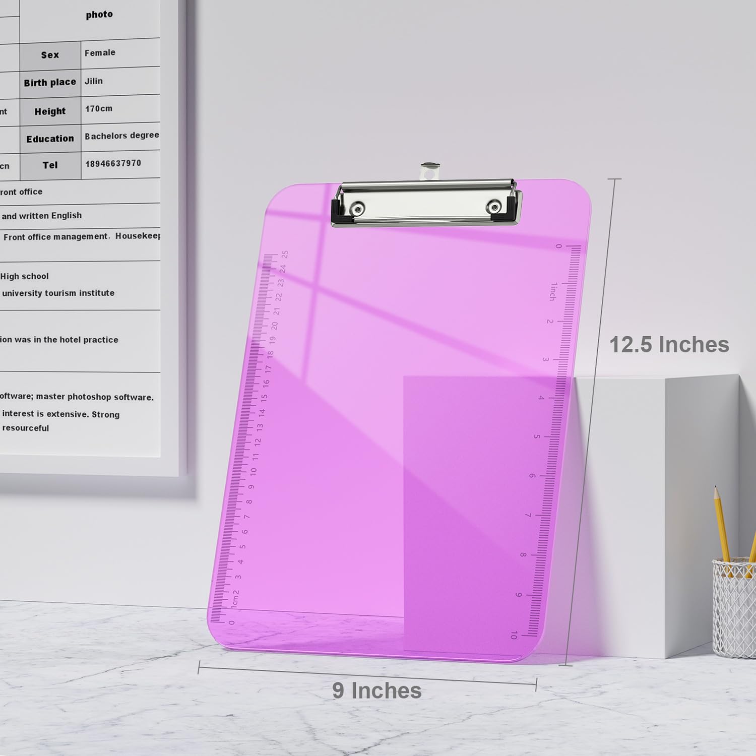 Piasoenc 6 Pack Plastic Clipboards, Translucent Clip Board with Low Profile, Office Supply, School Supplies - Image 2