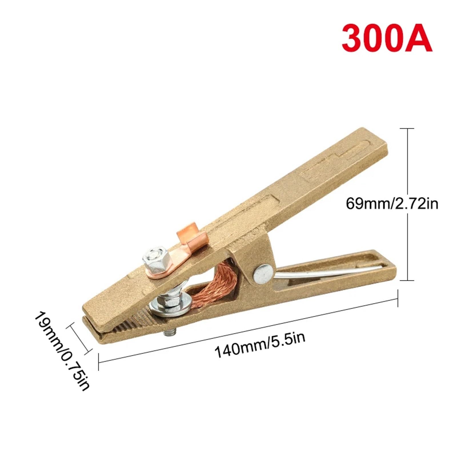 Pinza Soldadura Abrazadera de tierra for soldadura, Material de latón en forma de A, 260/300/500A, 1 ud. | 300A